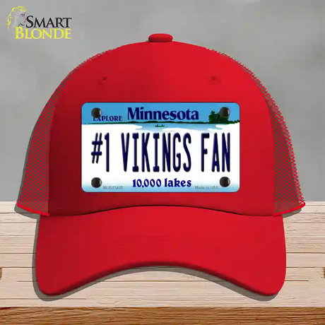 Number 1 Vikings Fan Novelty License Plate Hat Tag Mesh / Red