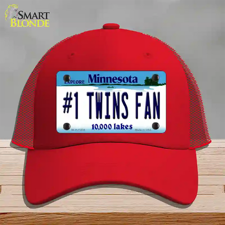 Number 1 Twins Fan Novelty License Plate Hat Tag Mesh / Red