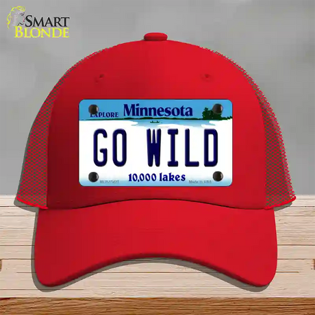 Go Wild Novelty License Plate Hat Tag Mesh / Red