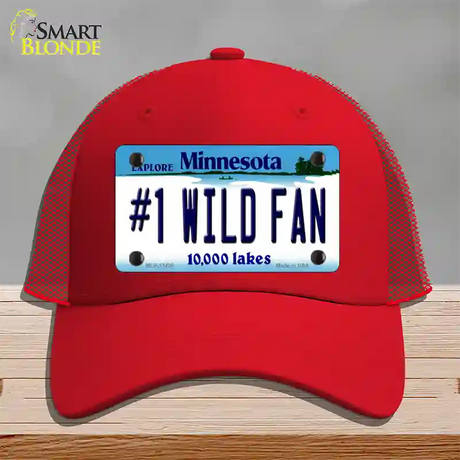 Number 1 Wild Fan Novelty License Plate Hat Tag Mesh / Red