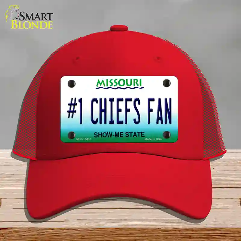 Number 1 Chiefs Fan Novelty License Plate Hat Tag Mesh / Red