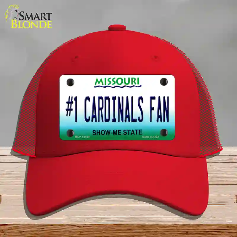 Number 1 Cardinals Fan Missouri Novelty License Plate Hat Tag Mesh / Red