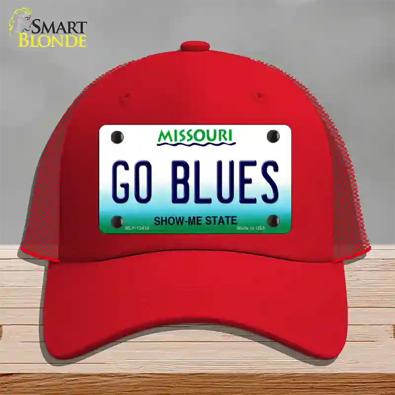 Go Blues Novelty License Plate Hat Tag Mesh / Red