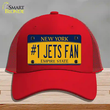 Number 1 Jets Fan New York Novelty License Plate Hat Tag Mesh / Red