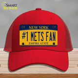 Number 1 Mets Fan Novelty License Plate Hat Tag Mesh / Red