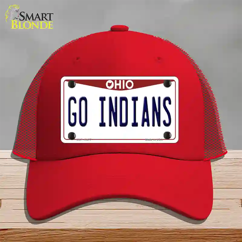 Go Indians Novelty License Plate Hat Tag Mesh / Red