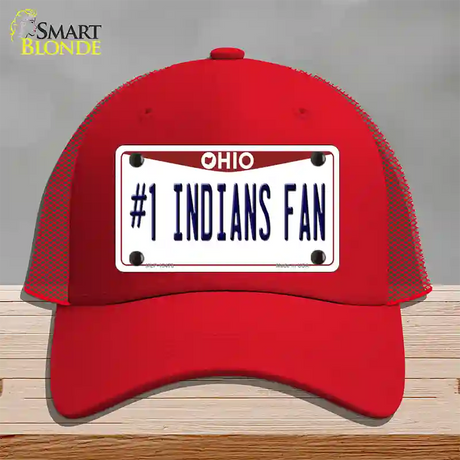 Number 1 Indians Fan Novelty License Plate Hat Tag Mesh / Red