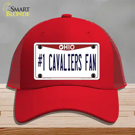 Number 1 Cavaliers Fan Novelty License Plate Hat Tag Mesh / Red