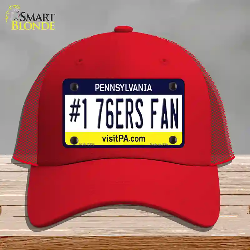 Number 1 76ers Fan Novelty License Plate Hat Tag Mesh / Red