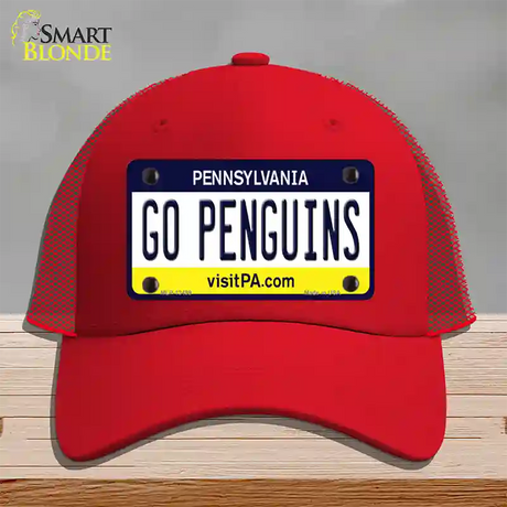 Go Penguins Novelty License Plate Hat Tag Mesh / Red