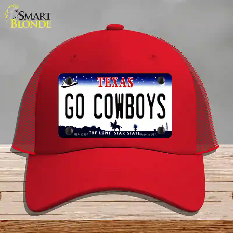 Go Cowboys Novelty License Plate Hat Tag Mesh / Red