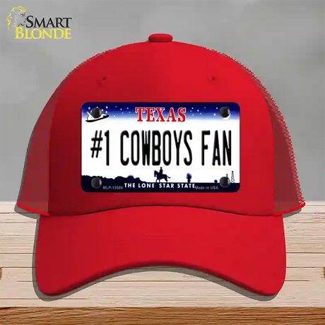 Number 1 Cowboys Fan Novelty License Plate Hat Tag Mesh / Red