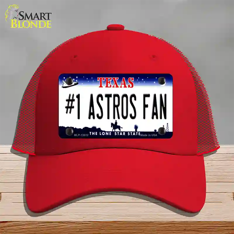 Number 1 Astros Fan Novelty License Plate Hat Tag Mesh / Red