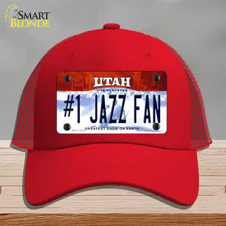 Number 1 Jazz Fan Novelty License Plate Hat Tag Mesh / Red