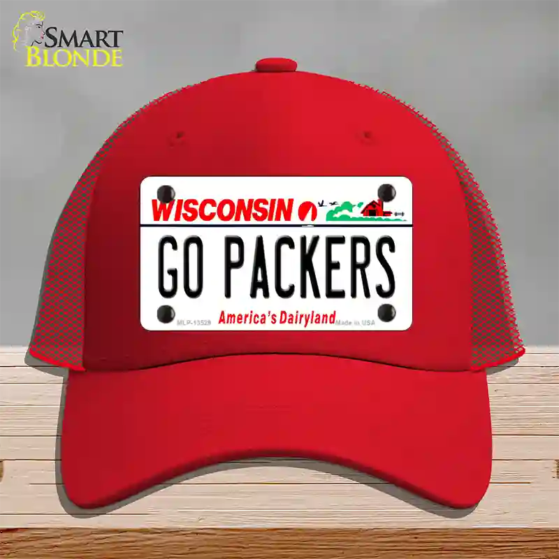 Go Packers Novelty License Plate Hat Tag Mesh / Red