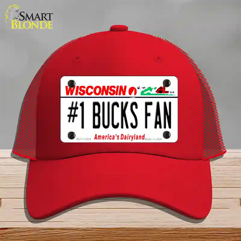 Number 1 Bucks Fan Novelty License Plate Hat Tag Mesh / Red