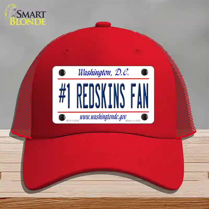 Number 1 Redskins Fan Novelty License Plate Hat Tag Mesh / Red