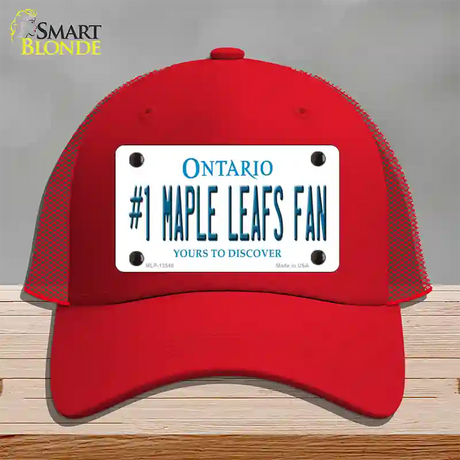 Number 1 Maple Leafs Fan Novelty License Plate Hat Tag Mesh / Red