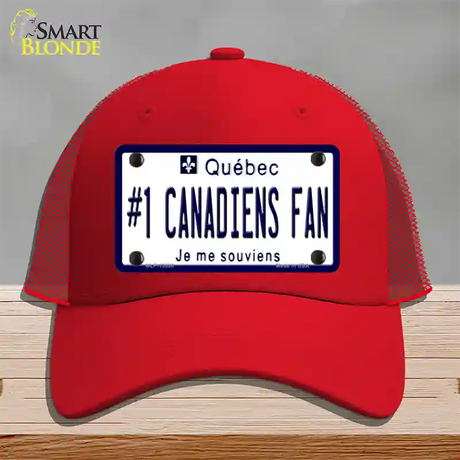 Number 1 Canadiens Fan Novelty License Plate Hat Tag Mesh / Red