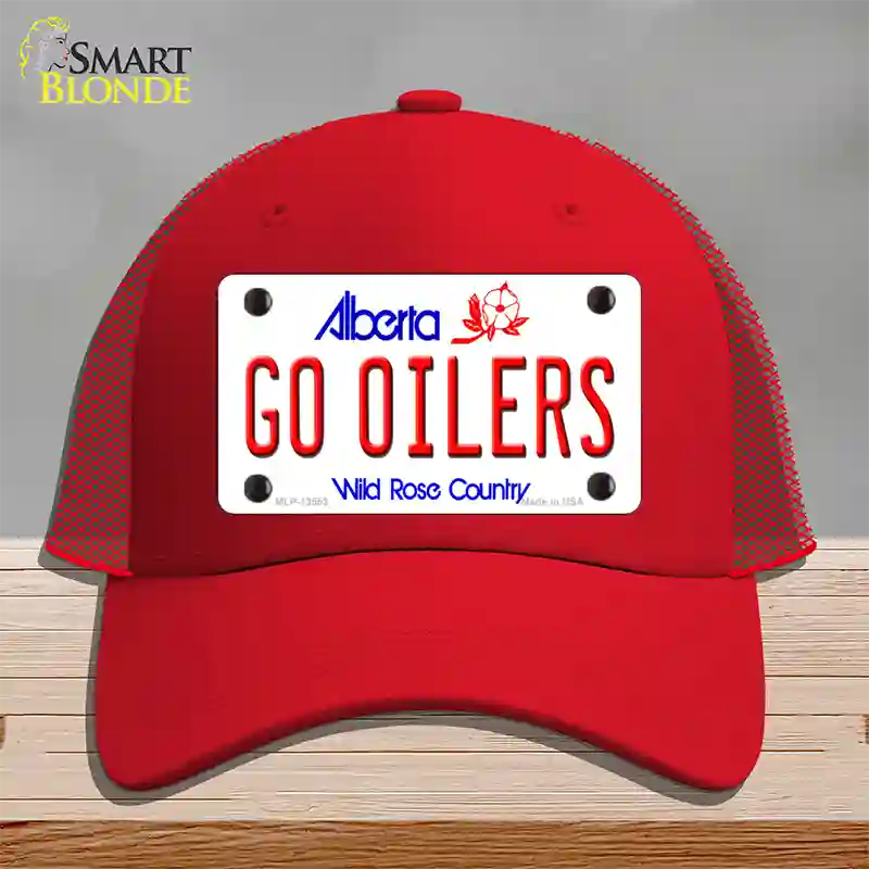 Go Oilers Novelty License Plate Hat Tag Mesh / Red