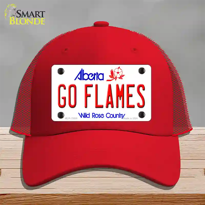 Go Flames Novelty License Plate Hat Tag Mesh / Red