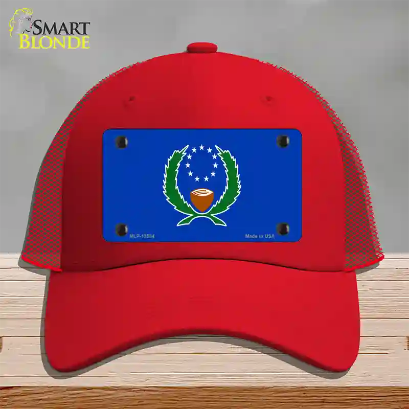 Pohnpei Flag Novelty License Plate Hat Mesh / Red