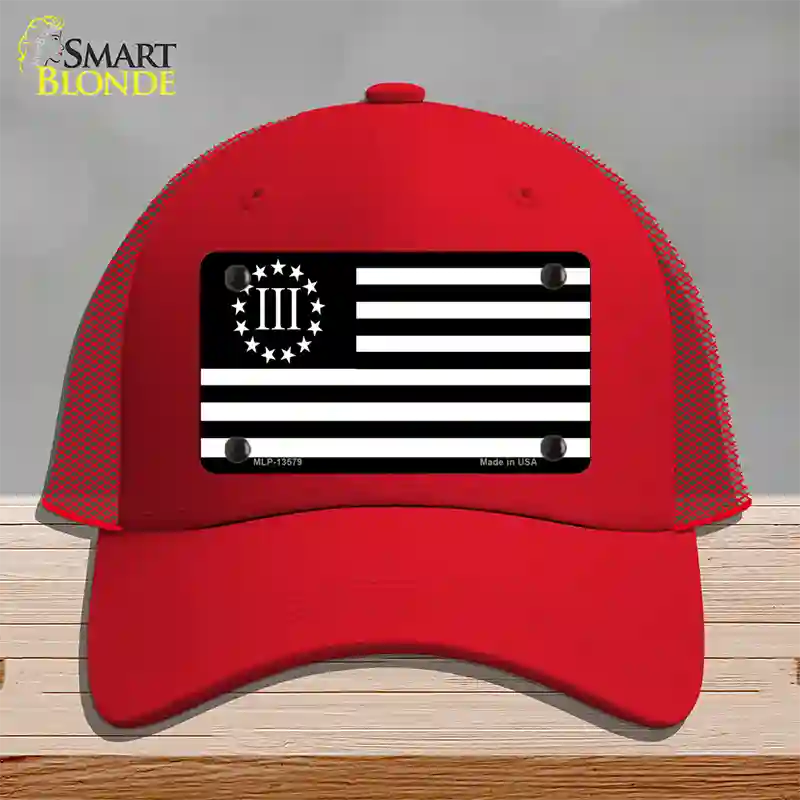 3 Percenter American Flag Novelty License Plate Hat Tag Mesh / Red