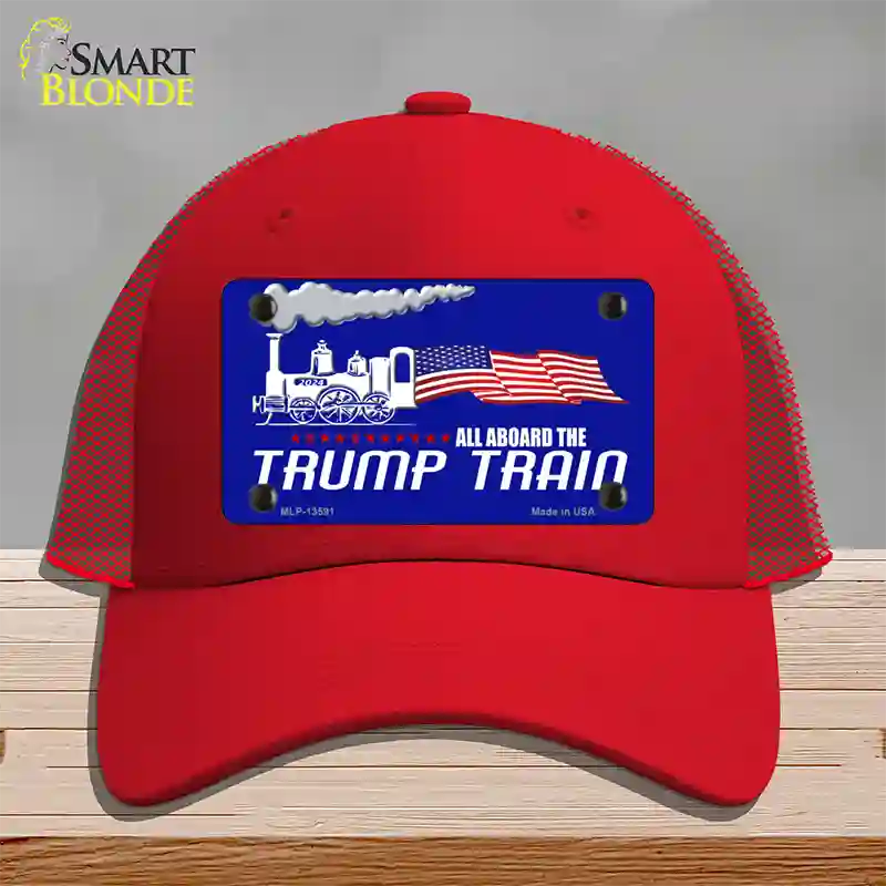 Trump Train Novelty License Plate Hat Tag Mesh / Red