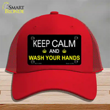 Keep Calm Wash Your Hands Novelty License Plate Hat Tag Mesh / Red