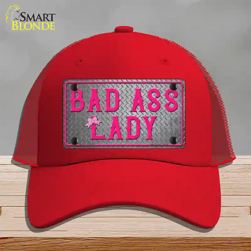 Bad Ass Lady Novelty License Plate Hat Tag Mesh / Red