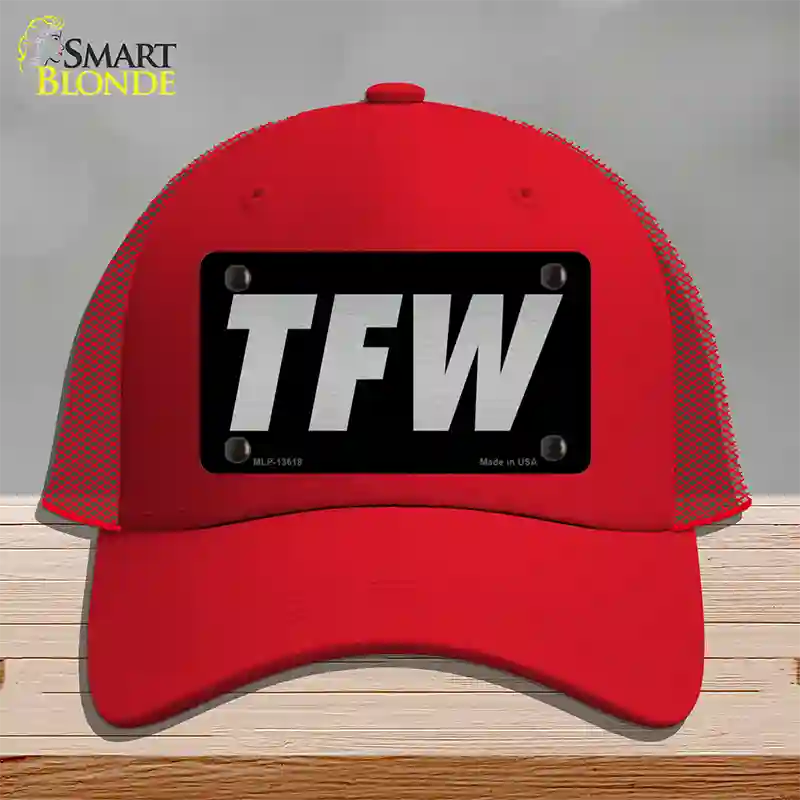 TFW Black Novelty License Plate Hat Tag Mesh / Red