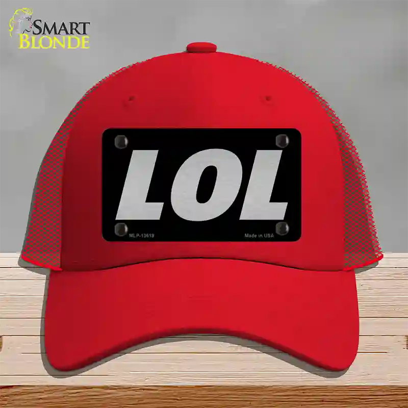 LOL Black Novelty License Plate Hat Tag Mesh / Red