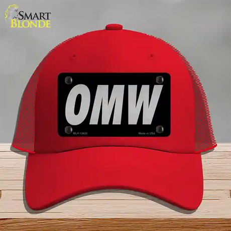 OMW Black Novelty License Plate Hat Tag Mesh / Red