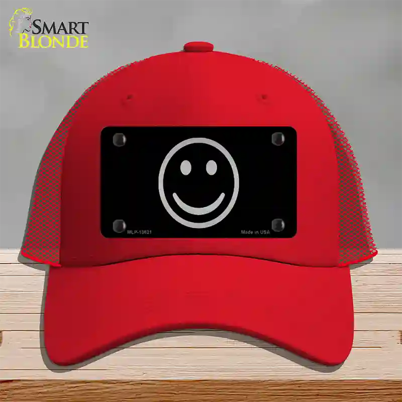 Smiley Black Novelty License Plate Hat Tag Mesh / Red