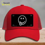 Tongue Out Black Novelty License Plate Hat Tag Mesh / Red