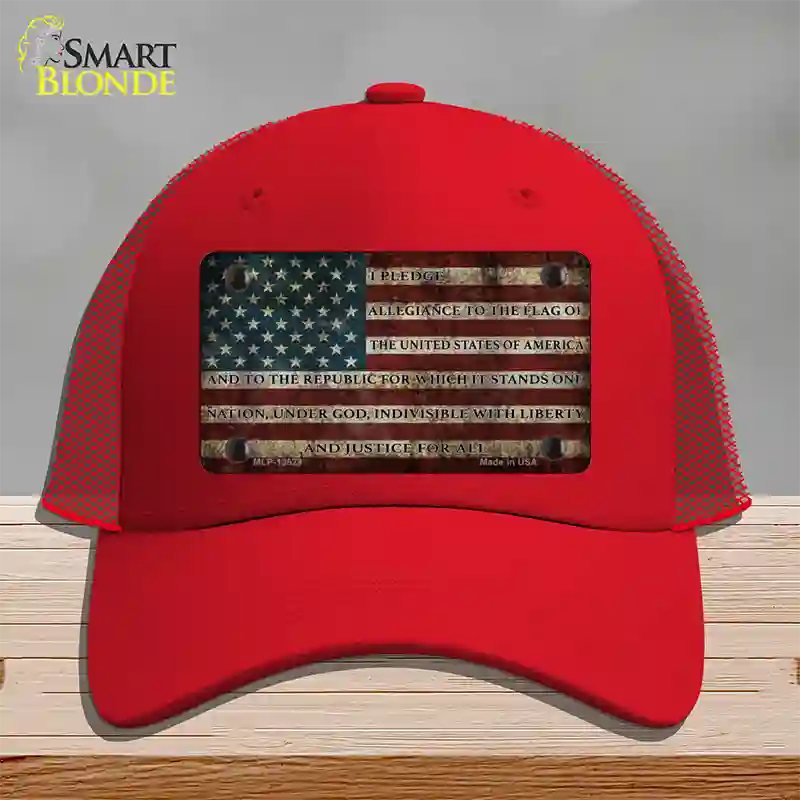 I Pledge Allegiance Flag Novelty License Plate Hat Tag Mesh / Red