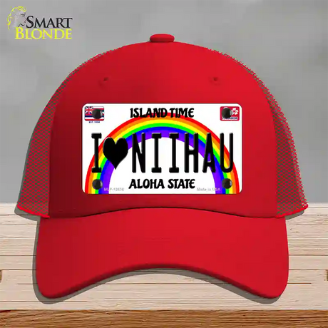 I Heart Niihau Novelty License Plate Hat Tag Mesh / Red