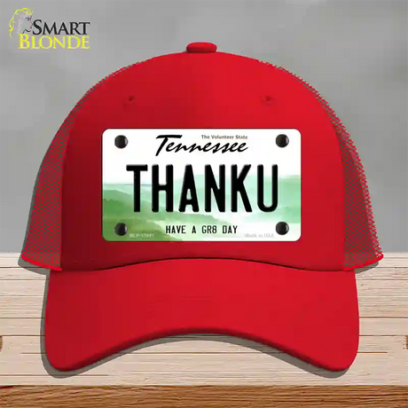 Thank You Novelty License Plate Hat Tag Mesh / Red