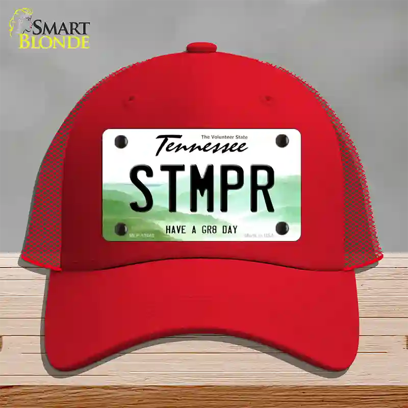 Stomper Novelty License Plate Hat Tag Mesh / Red