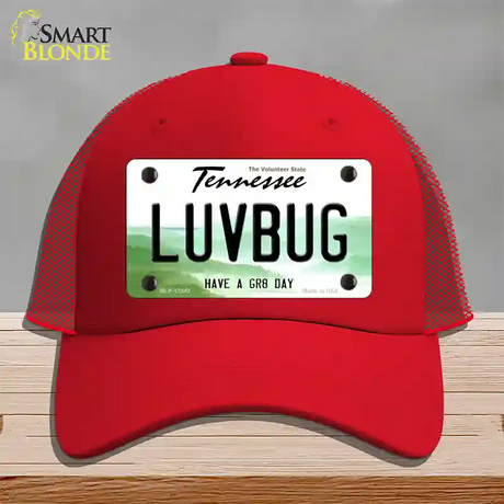 Love Bug Novelty License Plate Hat Tag Mesh / Red