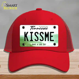 Kiss Me Novelty License Plate Hat Tag Mesh / Red