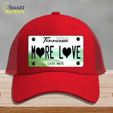 More Love Novelty License Plate Hat Tag Mesh / Red