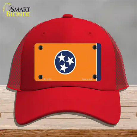 Tennessee Flag Orange Novelty License Plate Hat Tag Mesh / Red