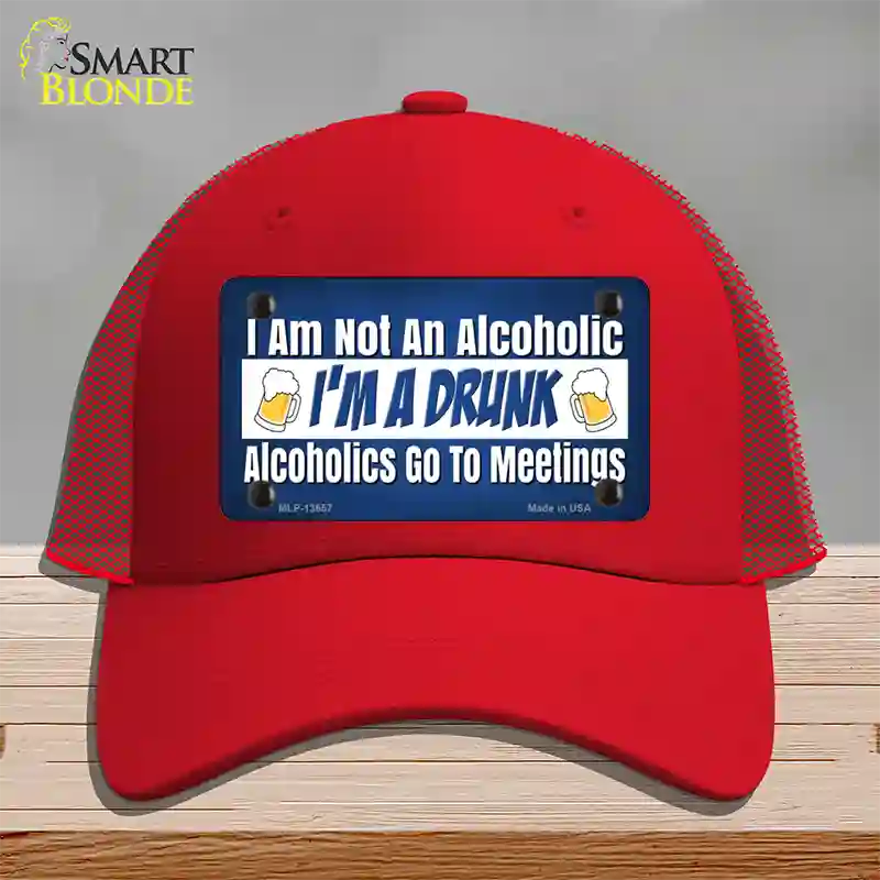 Im A Drunk Novelty License Plate Hat Tag Mesh / Red