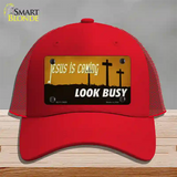 Jesus Is Coming Novelty License Plate Hat Tag Mesh / Red