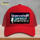 Take Your Ex Out One Bulllet Novelty License Plate Hat Tag Mesh / Red