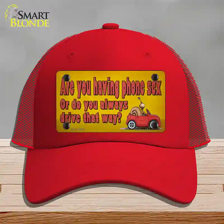 Are You Having Phone Sex Novelty License Plate Hat Tag Mesh / Red