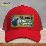 Shit On A Pigeon Novelty License Plate Hat Tag Mesh / Red