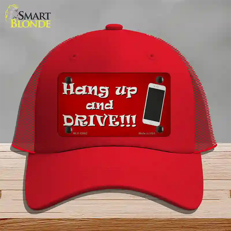 Hang Up and Drive Novelty License Plate Hat Tag Mesh / Red