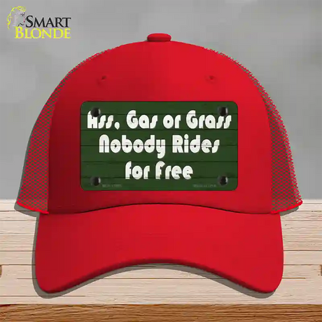 Ass Gas Or Grass Novelty License Plate Hat Tag Mesh / Red